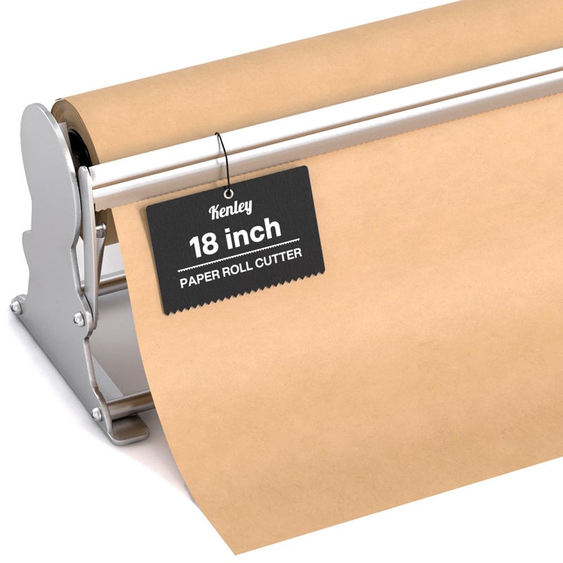 Kenley Butcher Paper Dispenser - Large Holder and Cutter for Wrapping Butcher Craft Freezer Paper Roll 18 Inch - Wall Mount or Tabletop - Carbon Steel Non-Slip Cutter with Serrated Blade - Easy to Use - Image 1